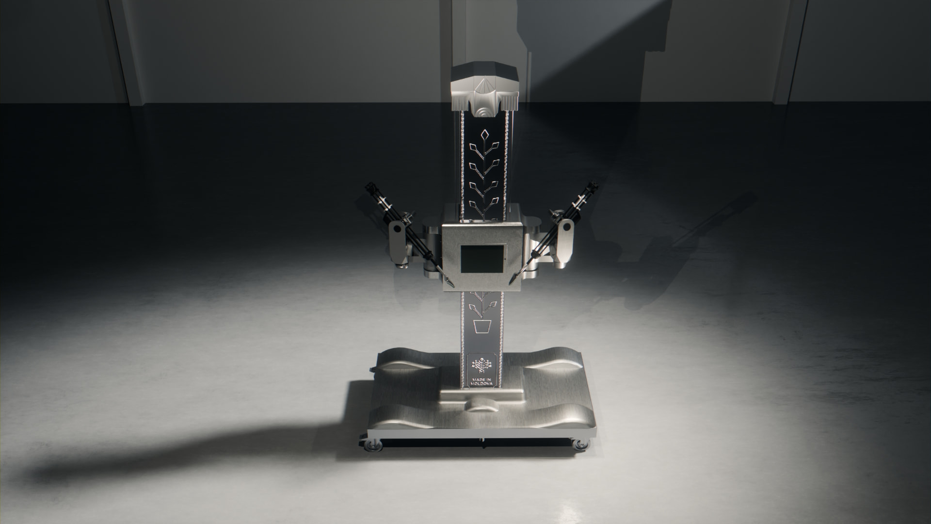 HARVIX concept render — top view, arms angled